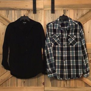 Pair of men’s med., LS shirts. Carbon and Apt 9.